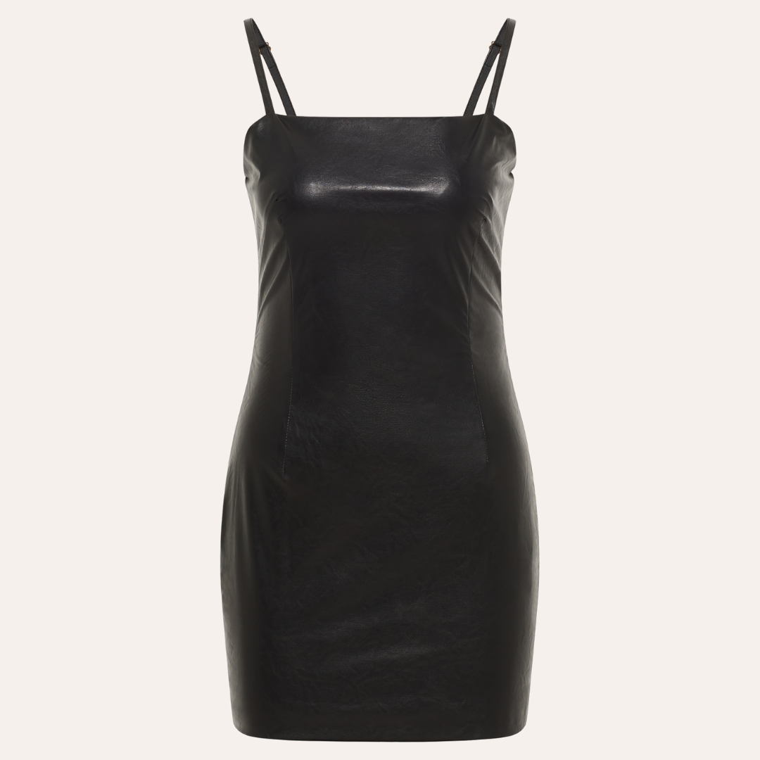 Layla mini vegan leather dress - Black EHE Apparel Layla mini vegan leather dress - Black EHE Apparel