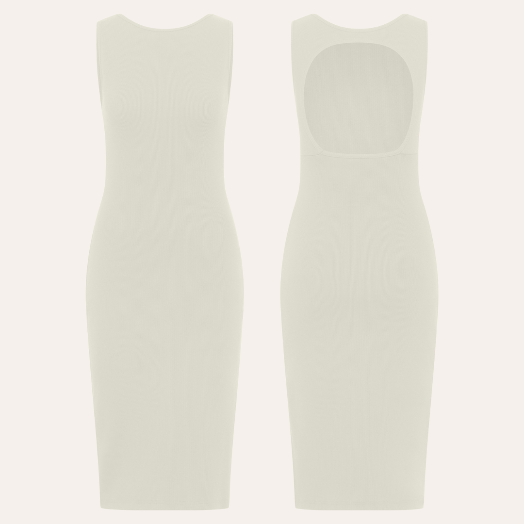 Luna Cotton Rib Knit Dress - Off White 46 Luna Cotton Rib Knit Dress - Off White 46