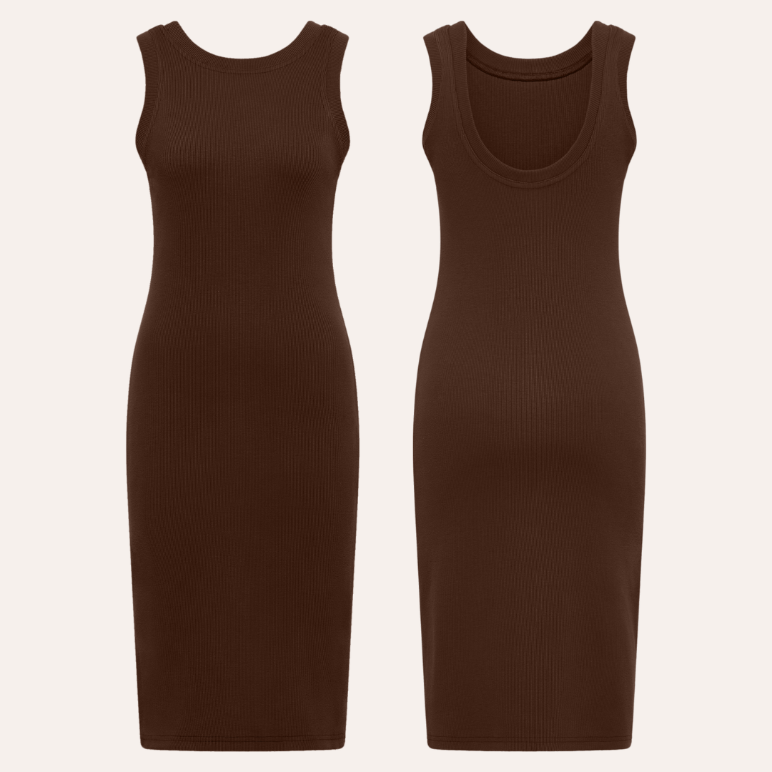 Mia cotton rib knit dress - Cinnamon Brown 32 Mia cotton rib knit dress - Cinnamon Brown 32