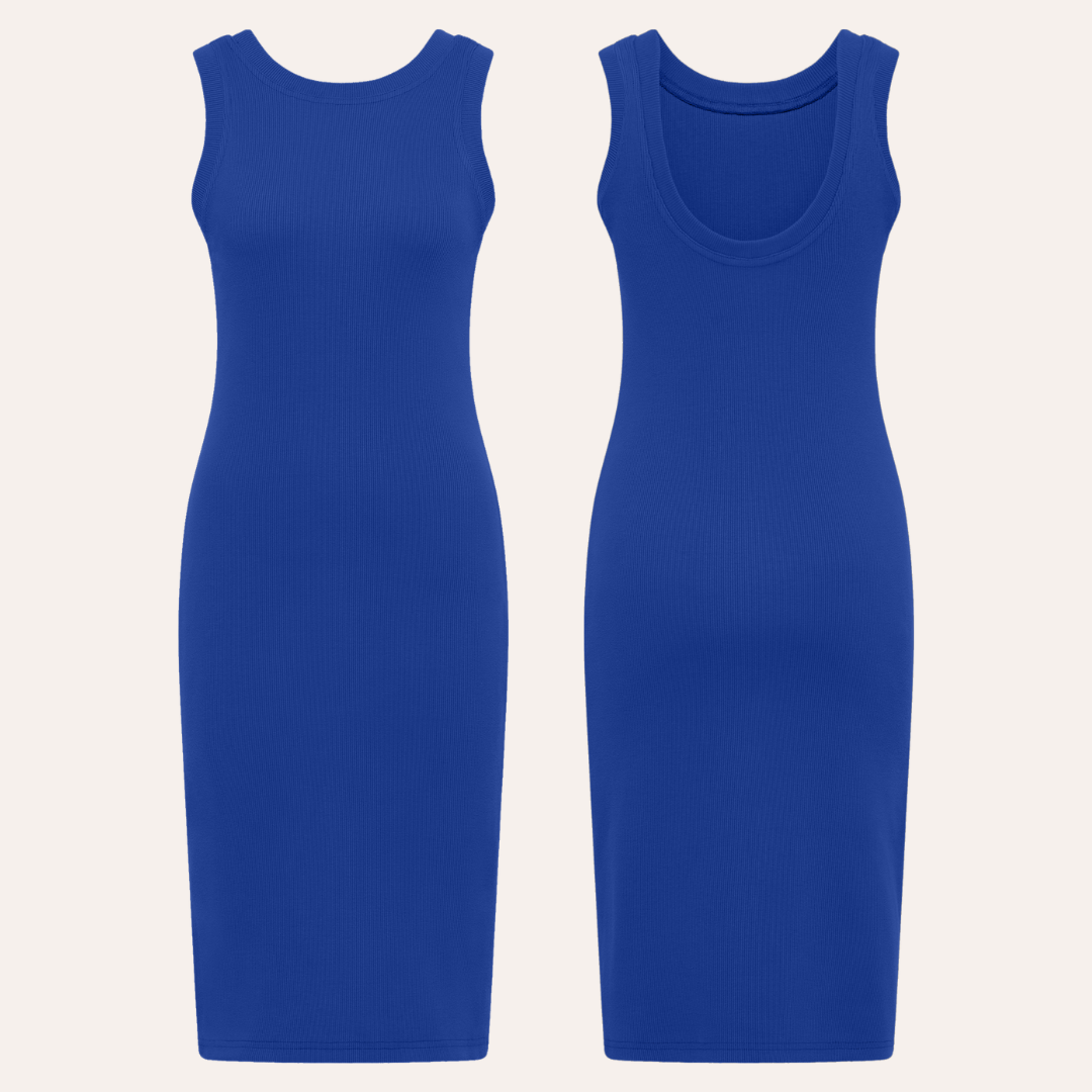 Mia cotton rib knit dress - Persian Blue 46 Mia cotton rib knit dress - Persian Blue 46