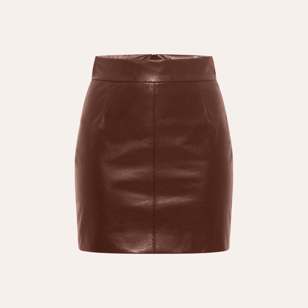Ruby vegan leather mini skirt Brown