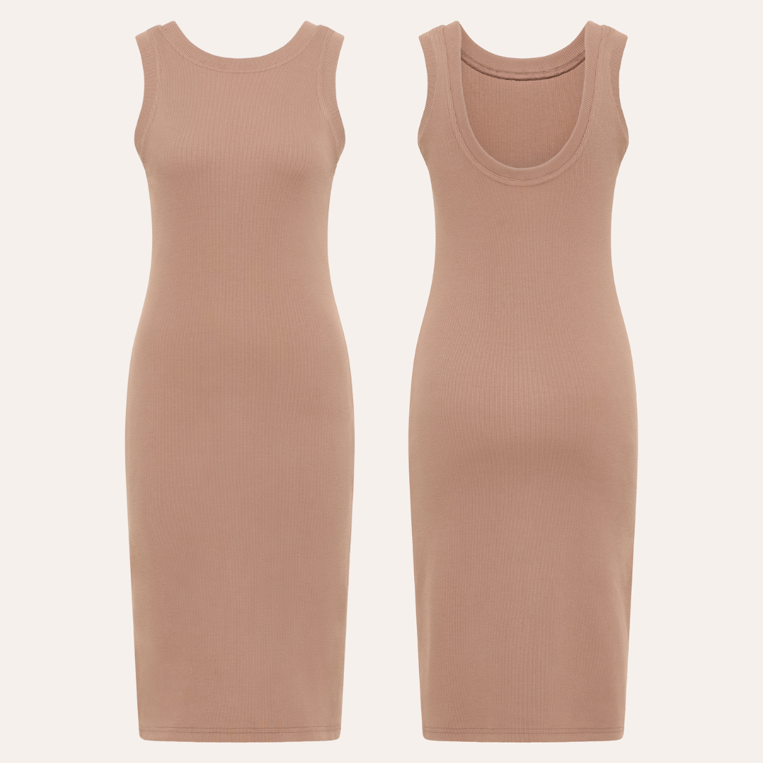 Mia cotton rib knit dress - Cappuccino 46 Mia cotton rib knit dress - Cappuccino 46