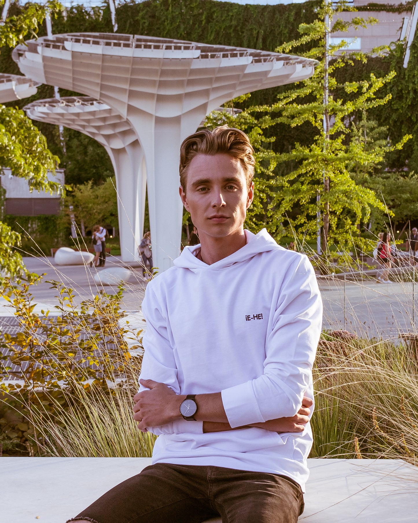 Embroidered logo Hoodie - White