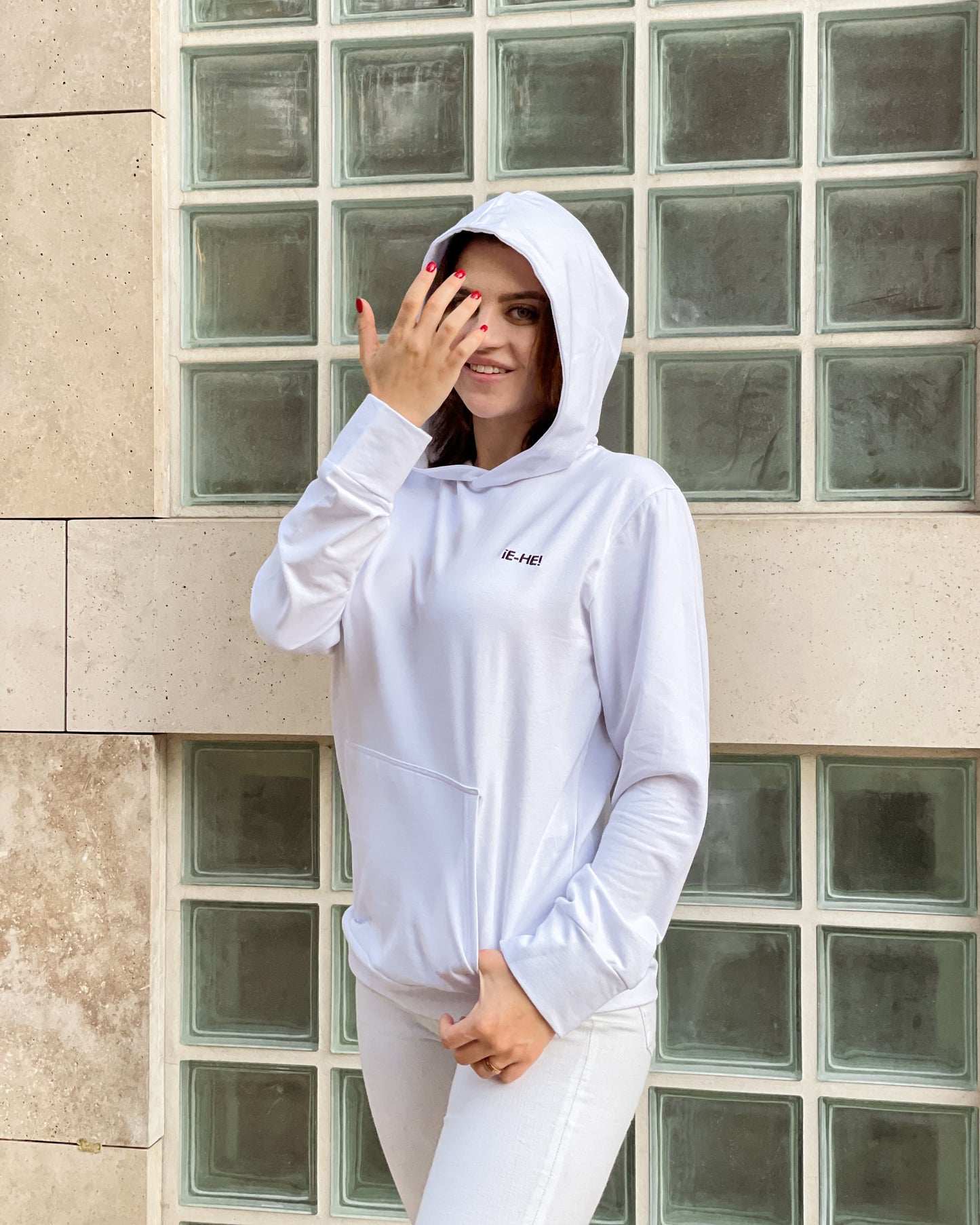 Embroidered logo Hoodie - White