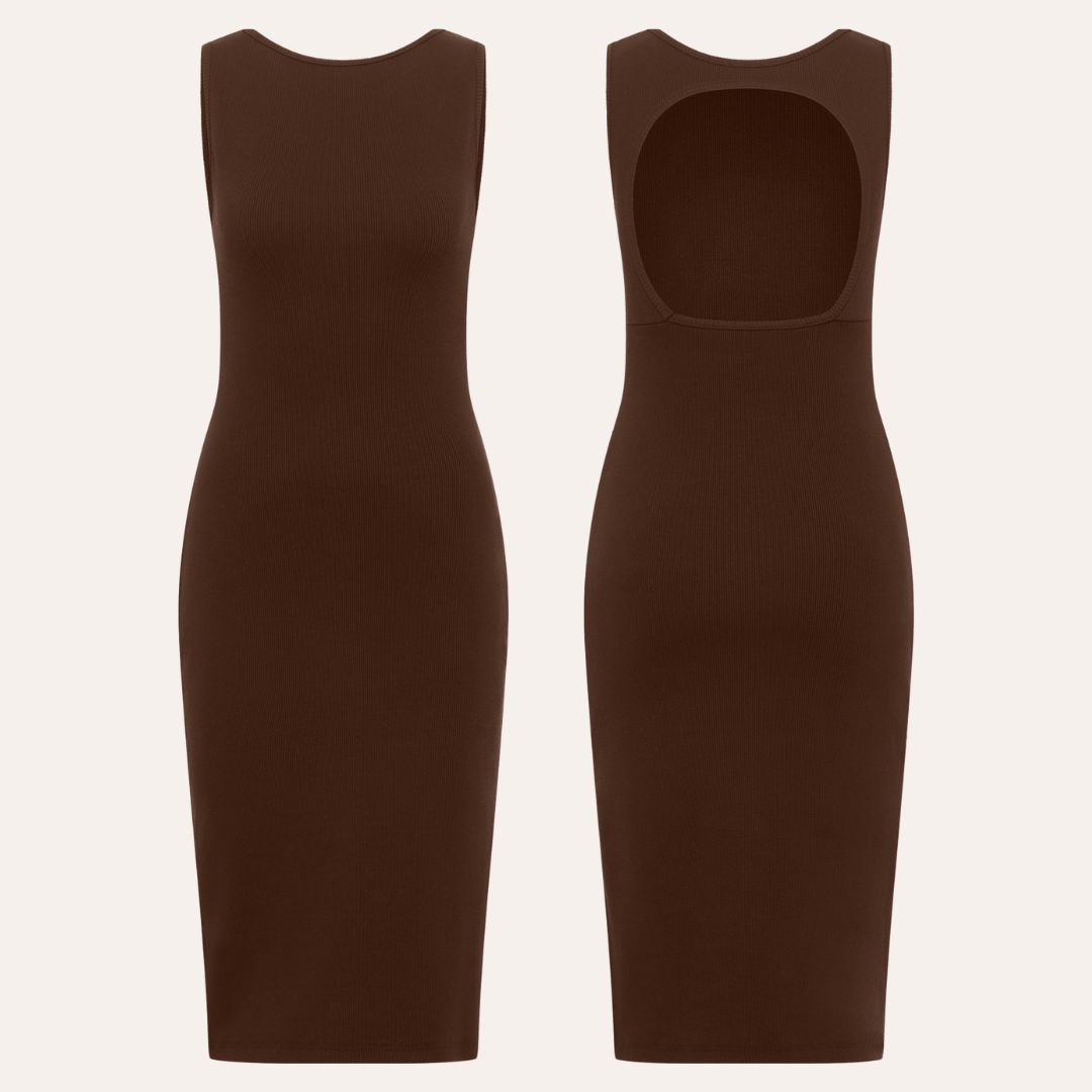 Luna cotton rib knit dress - Cinnamon Brown 32 Luna cotton rib knit dress - Cinnamon Brown 32
