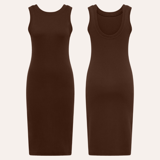 Mia cotton rib knit open back dress EHE Apparel Mia cotton rib knit open back dress EHE Apparel